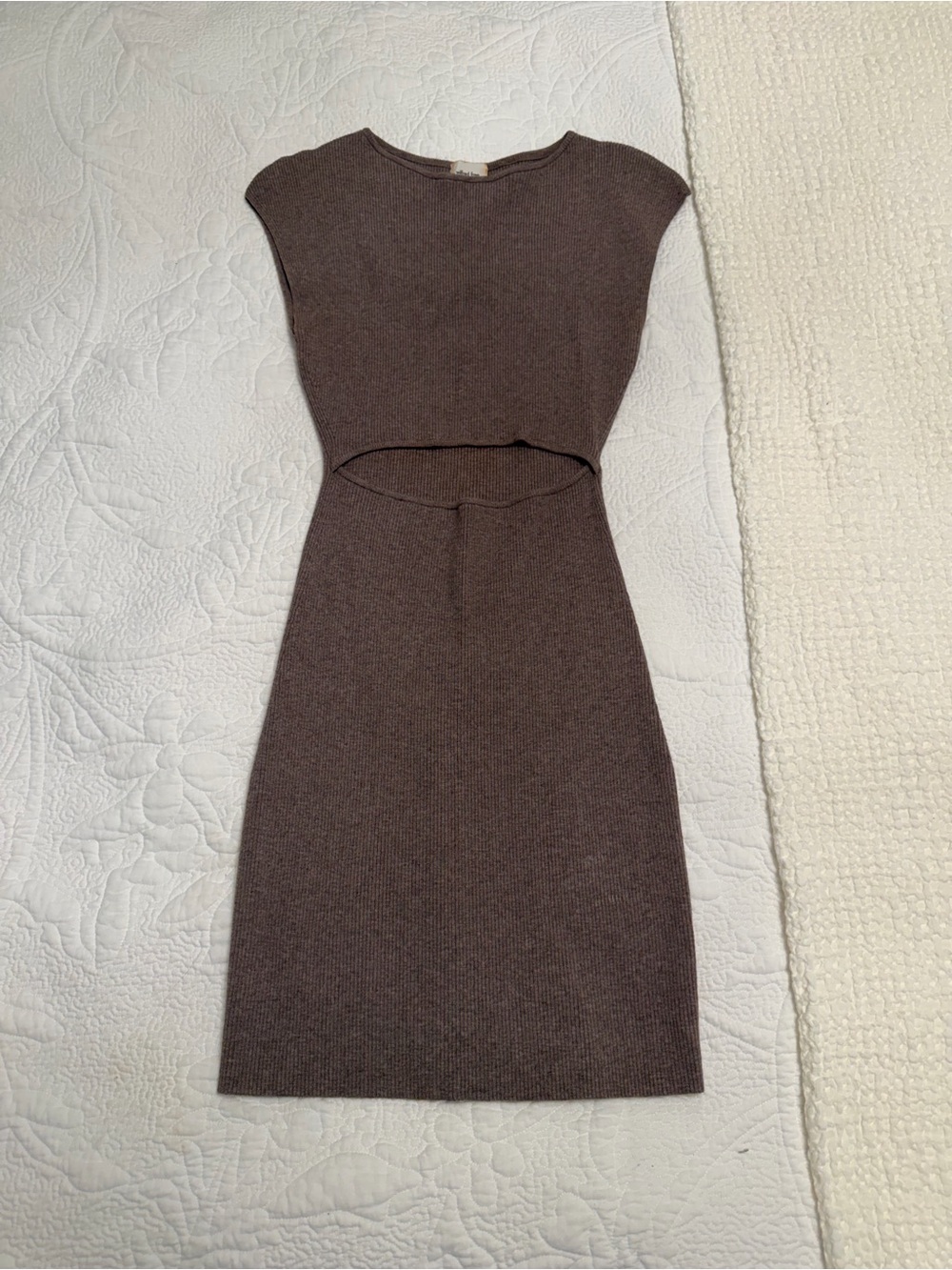 Wilfred Brown Knit Midi Dress with Waist Cutout